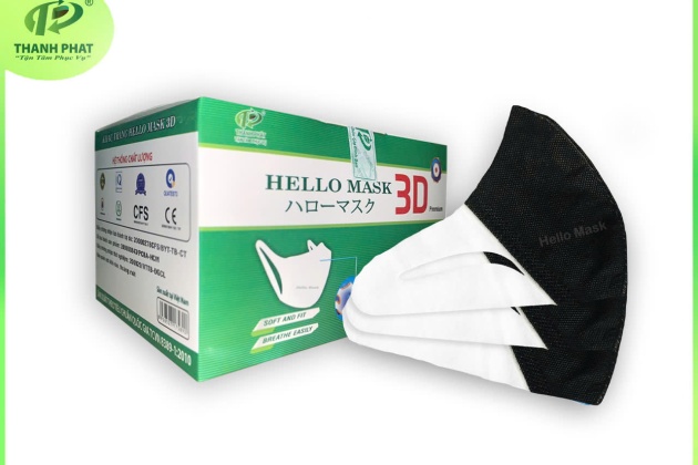 Khẩu Trang 3D Hello Mask - Japan (Hộp 50 cái - Màu Đen)